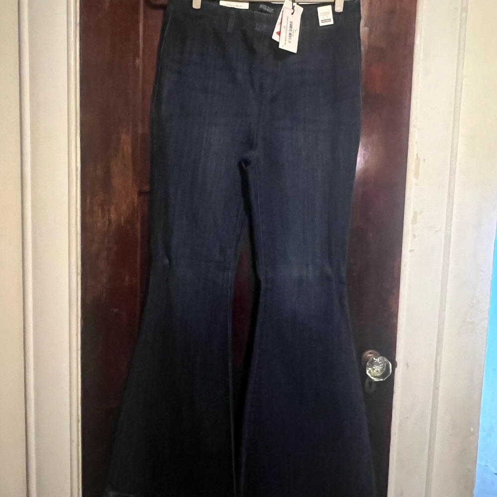 Brand New High Waisted Pull-On Super Flare Dark Wash Judy Blue Denim Jeans